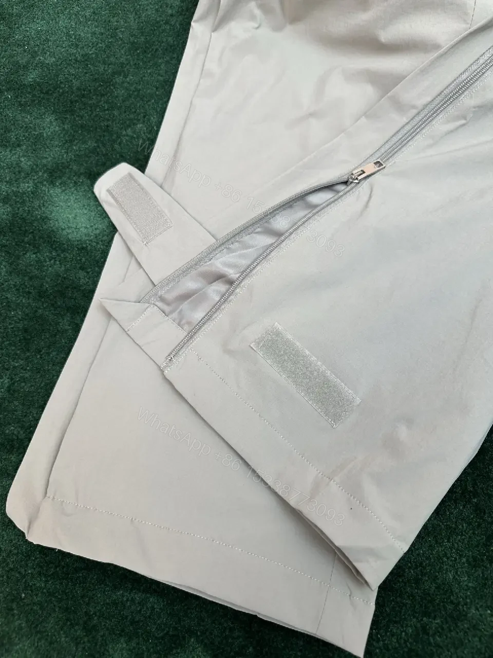 View 3 of Light Gray Wide-Leg Pants Elastic Waist Drawstring Smooth Knit