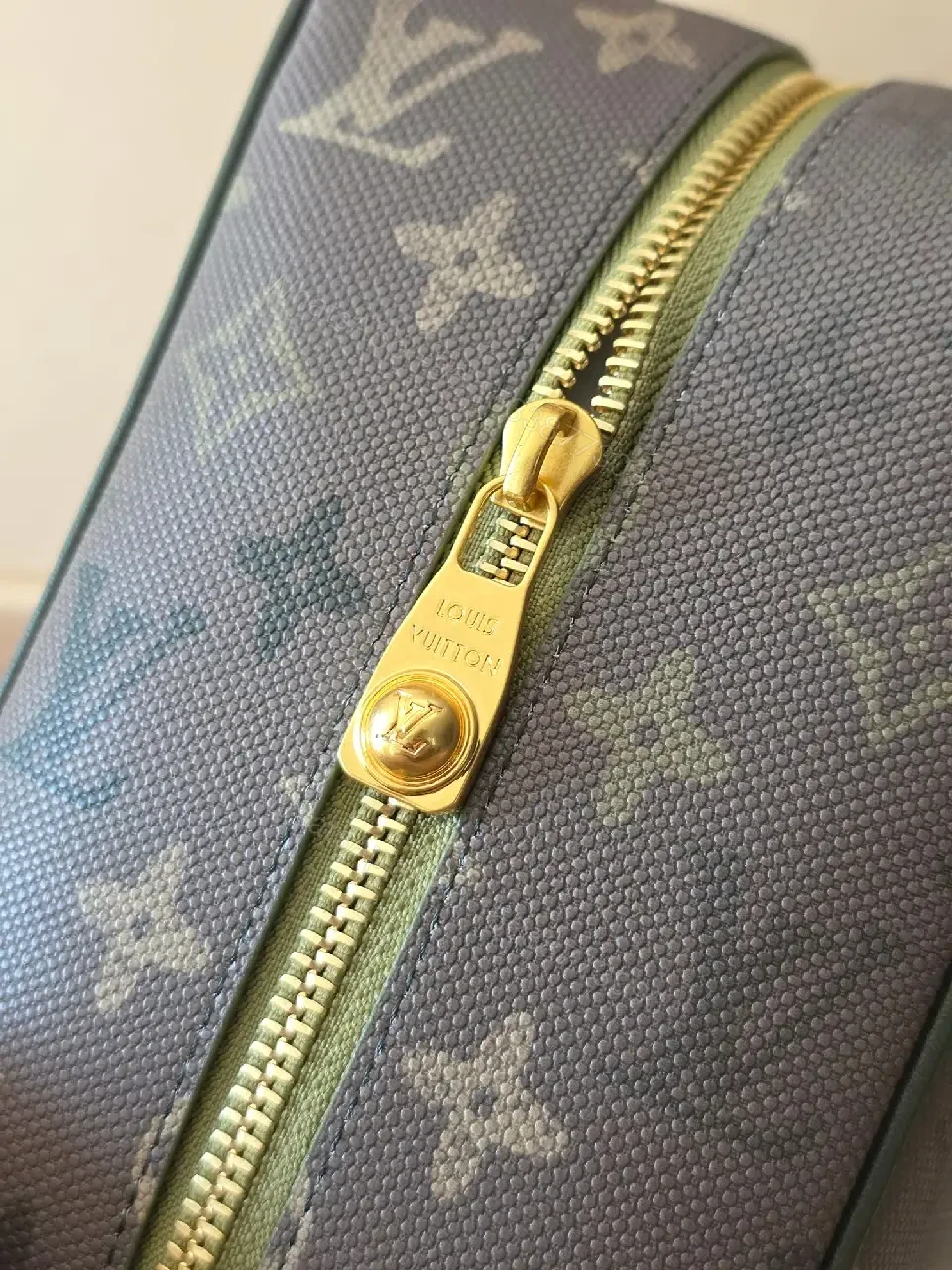 View 6 of Dark Gray LV Monogram Canvas Shoulder Bag with Gold Hardware