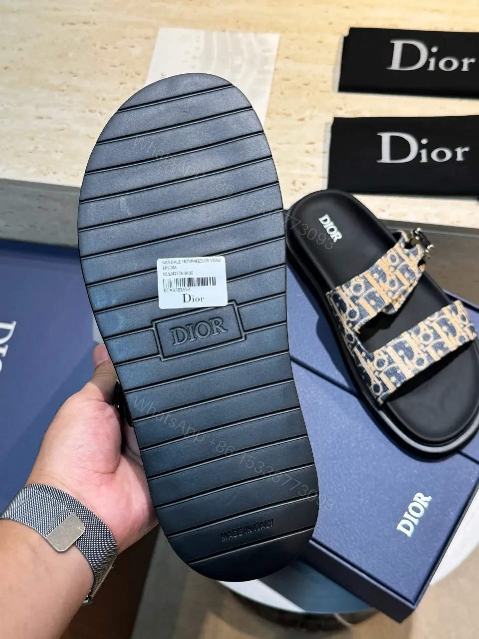 View 4 of Tan Monogram Sandals: Cushioned Straps, Adjustable, Casual Luxury