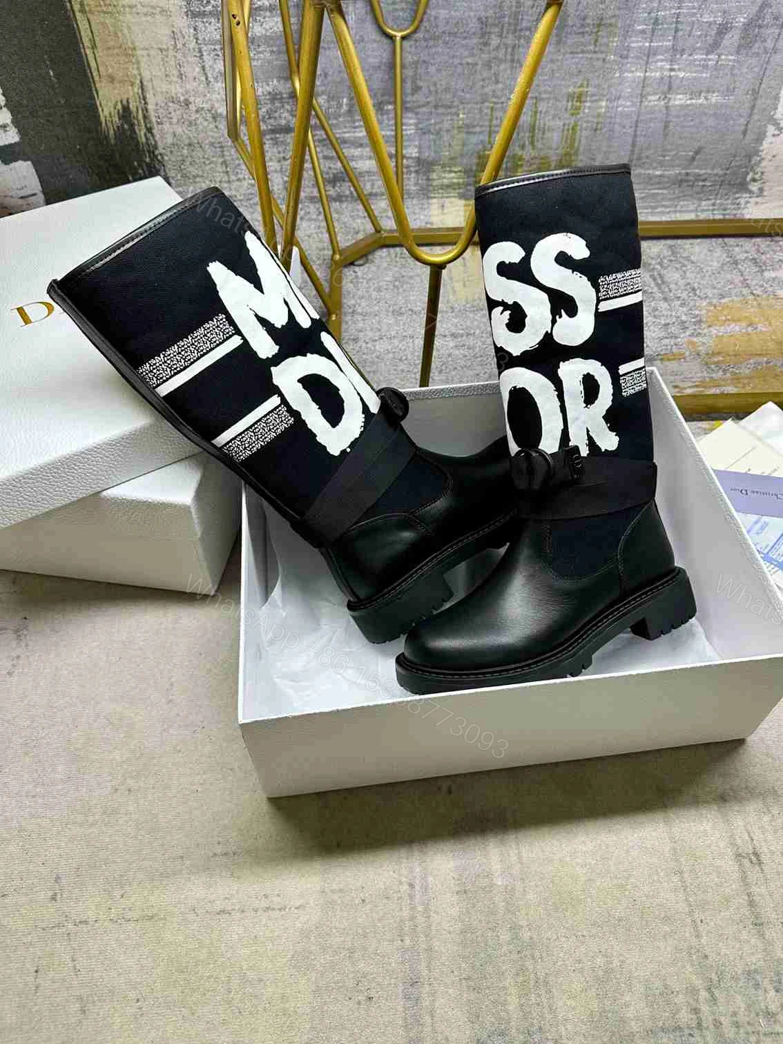 View 7 of DIOR D MAJOR BOOT WITH MISS DIOR PRINT BLACK KDI929CMV S17X