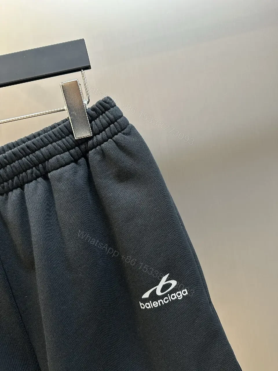 View 11 of Black Cotton Sweatshorts Balenciaga Logo Casual Elastic Waist Shorts