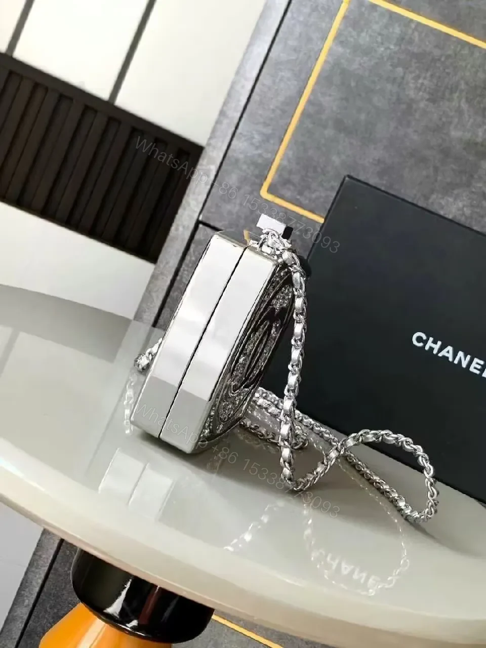 View 3 of Crystal-Embellished Mini Bag: Luxe Chain-Shoulder Style
