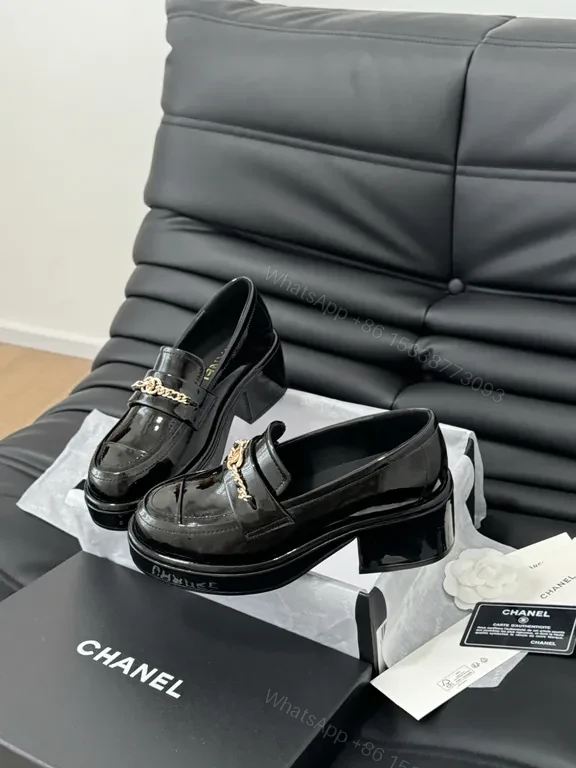 View 2 of Polished Patent Loafers with Gold Chain â€“ Luxe Everyday Wear
