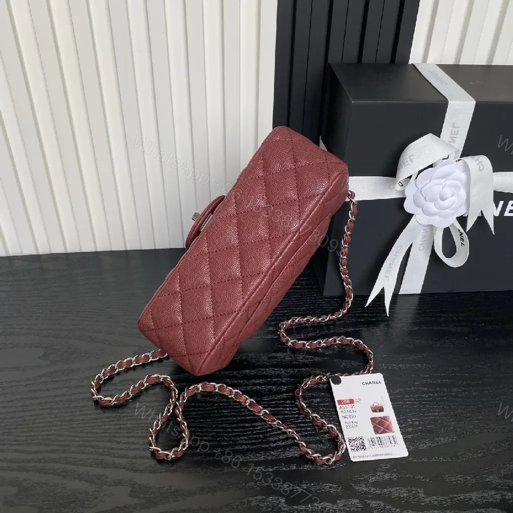 View 8 of Rich Aged Red Quilted Crossbody — Pebble Leather, Luxe Chain