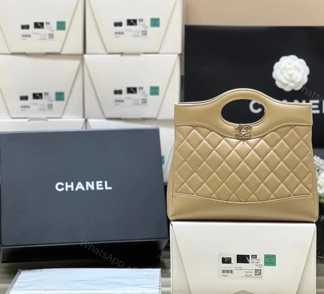 View 8 of Chanel Calfskin Suede Quilted Mini 31 Shopping Bag