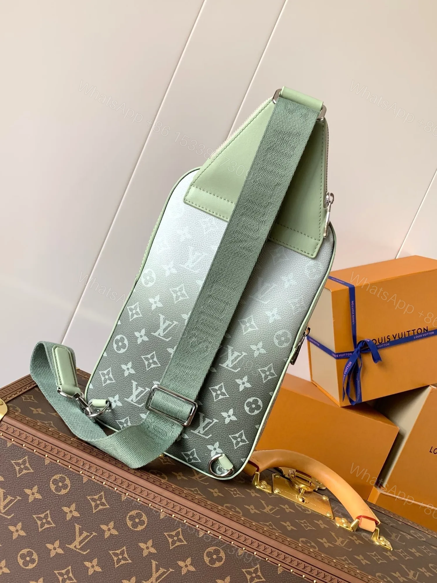 View 4 of LV AVENUE SLINGBAG 31 IN WHITE AND BLACK OMBRE MONOGRAM CANVAS