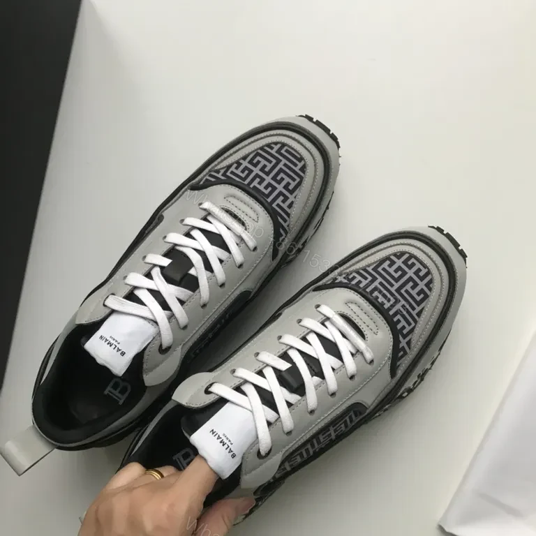 View 2 of Balmain Luxe High-Top Sneaker: Textured Leather Comfort