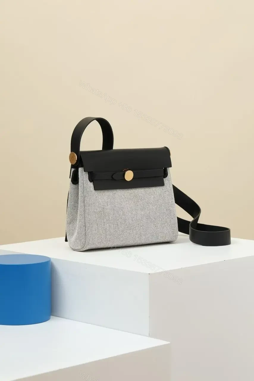 View 5 of HN Herbag Mini in Ecru/Black gold hardware