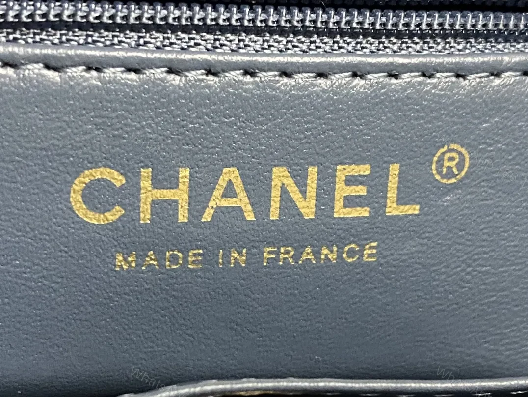 View 6 of Blue Quilted Mini Bag: Structured Luxury, Gold Hardware