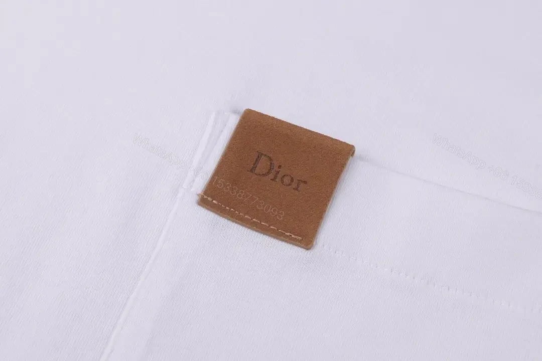 View 4 of White Cotton Casual Tee with Pocket Dior Patch [T-Shirt]