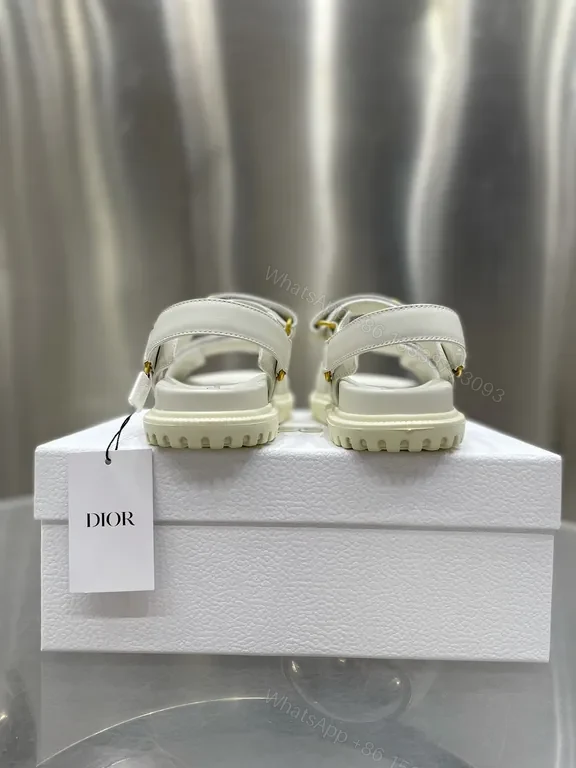 View 2 of White Leather Minimalist Sandals with Dior Hardware