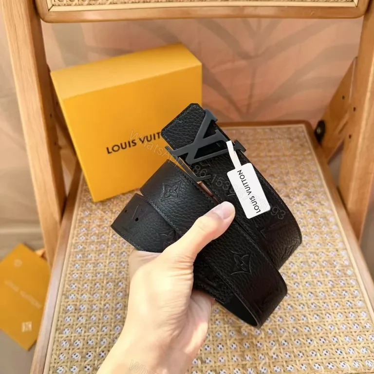 View 4 of Patterned Leather Belt: Subtle LV Texture, Modern, Versatile Style Belt