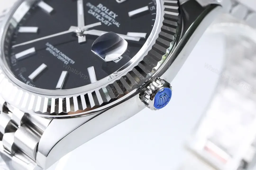 View 7 of Rolex Datejust 36 Stainless Steel Fluted Jubilee Black Dial 116234-0085