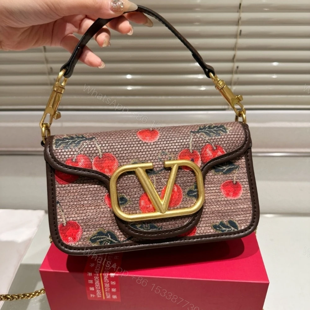 View 4 of VALENTINO GARAVANI LOCÒ CHERRYFIC MOTIF SMALL SHOULDER BAG BROWN 20CM