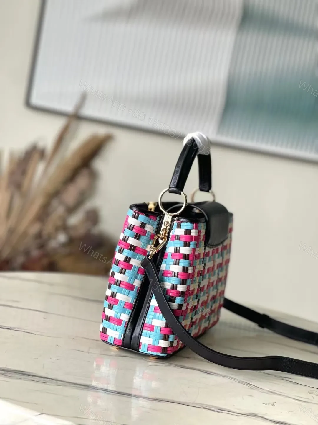 View 7 of Louis Vuitton LV Capucines Plaid Pattern Handbags 27x18x9cm