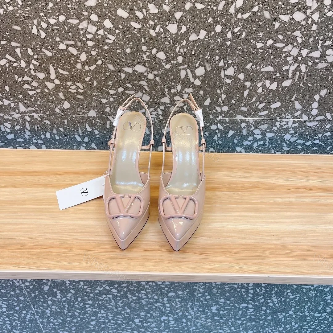Valentino Women Nude Patent Leather Slingback Pumps — view 1