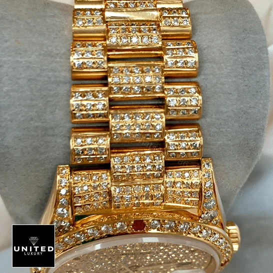 View 8 of Rolex Datejust 116625 Yellow Gold Diamond Dial Iced Out Replica