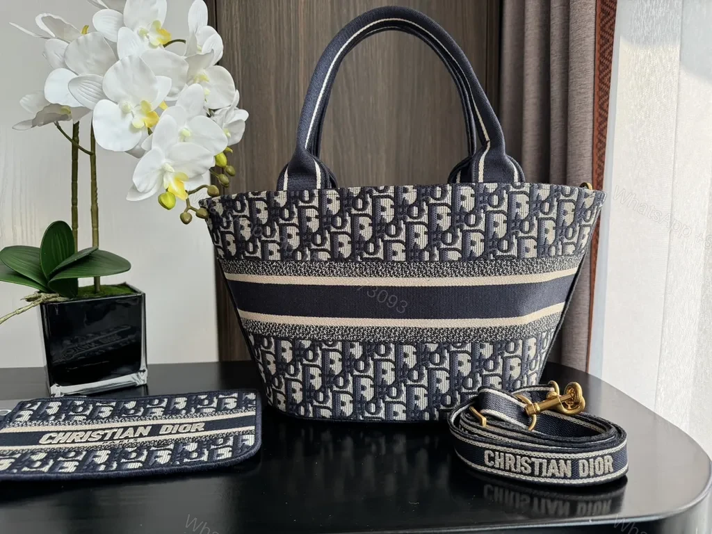 View 7 of Navy-Beige Dior Monogram Tote Set: Everyday Organization