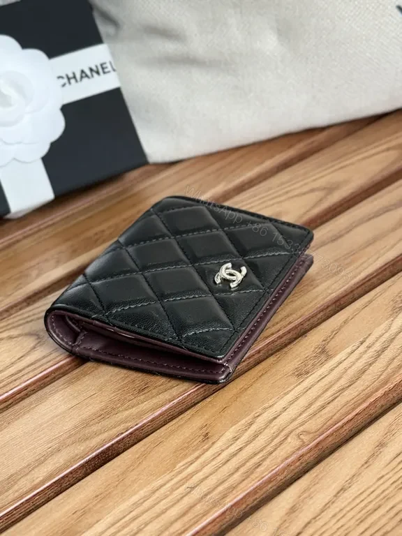 View 7 of Black + Calfskin + Quilted + Interlocking CC hardware + Wallet
