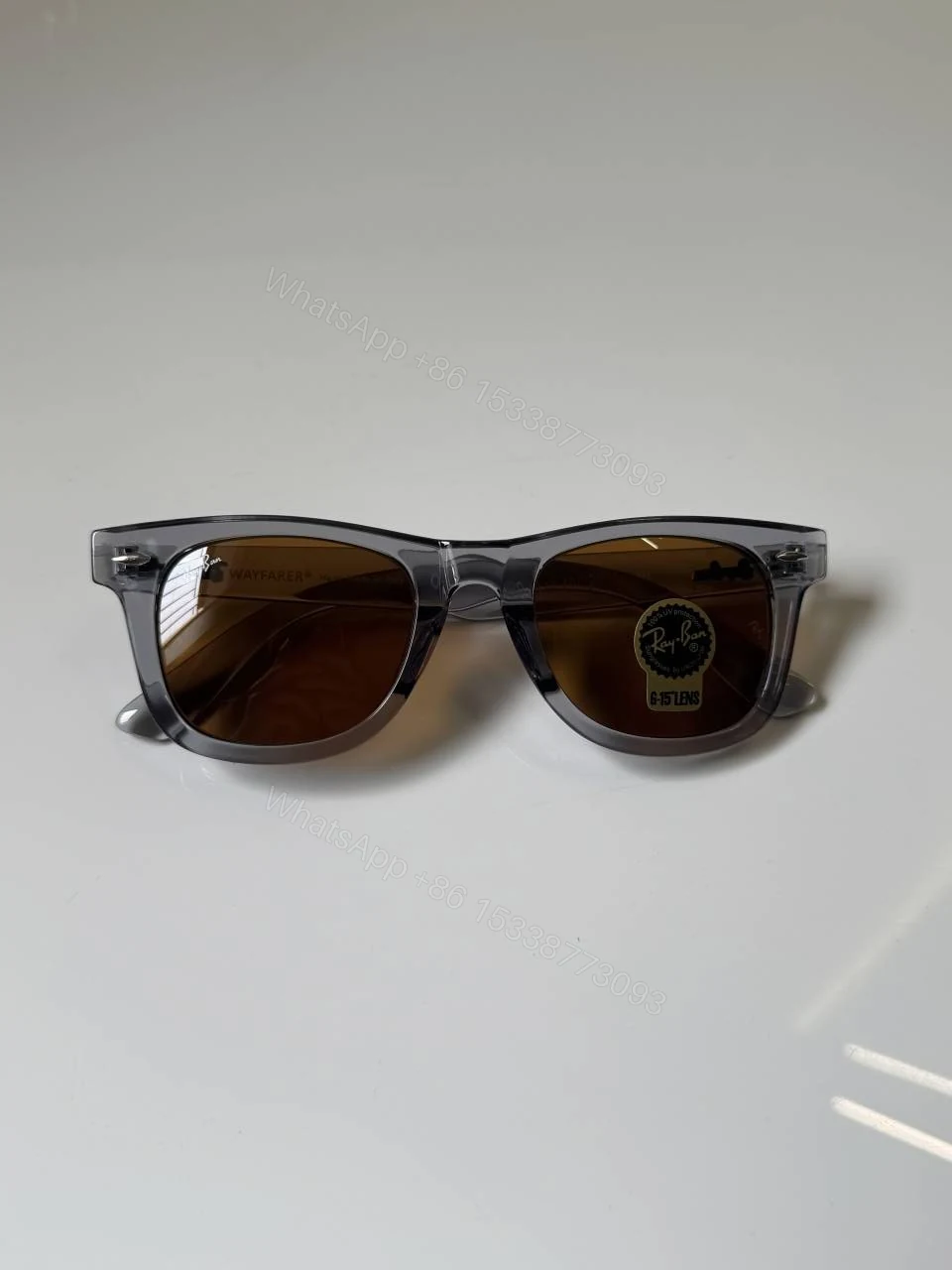 View 3 of First Copy Ray-Ban 2140 Grey Brown Wayfarer Sunglasses UV Protected Premium Quality