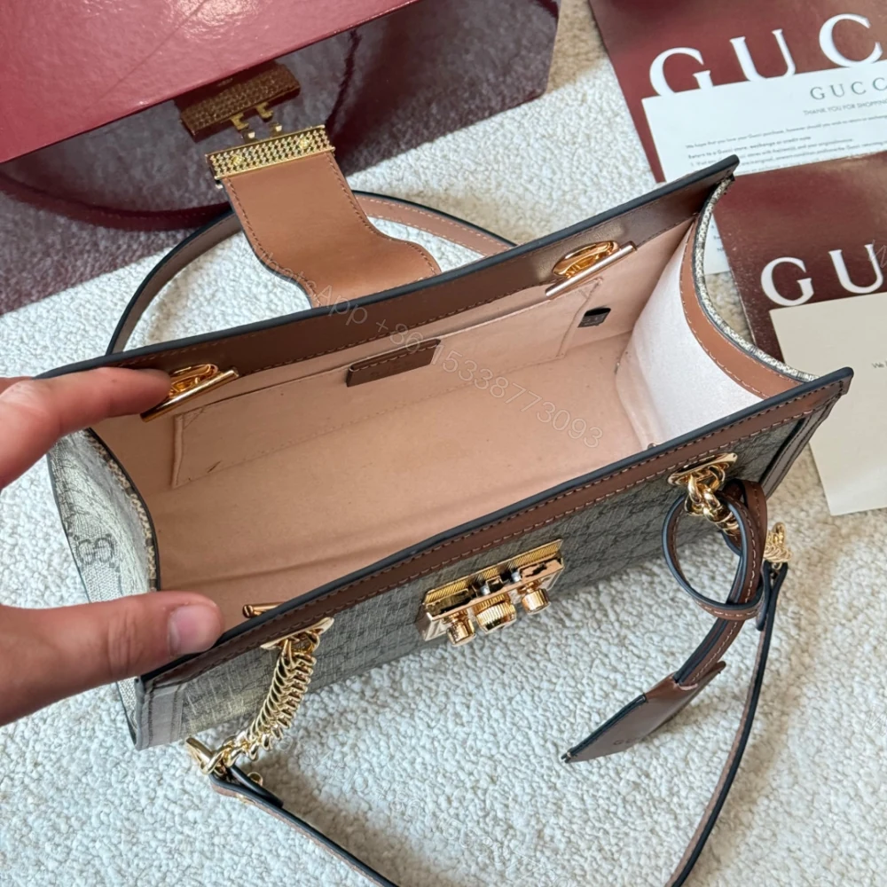 View 8 of Gucci Padlock Small Shoulder Bag Brown Gg Supreme 25Cm