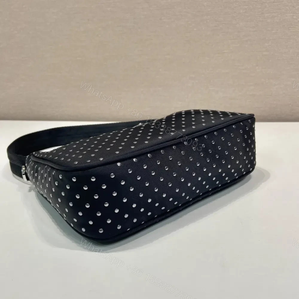 View 5 of 高仿Prada*RE-Nylon系列1BC515鉚釘單肩包黑色Mini免檢版
