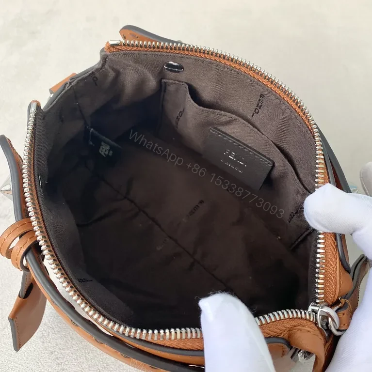View 6 of Tan Leather Crossbody: Signature Fendi Logo, Compact & Durable