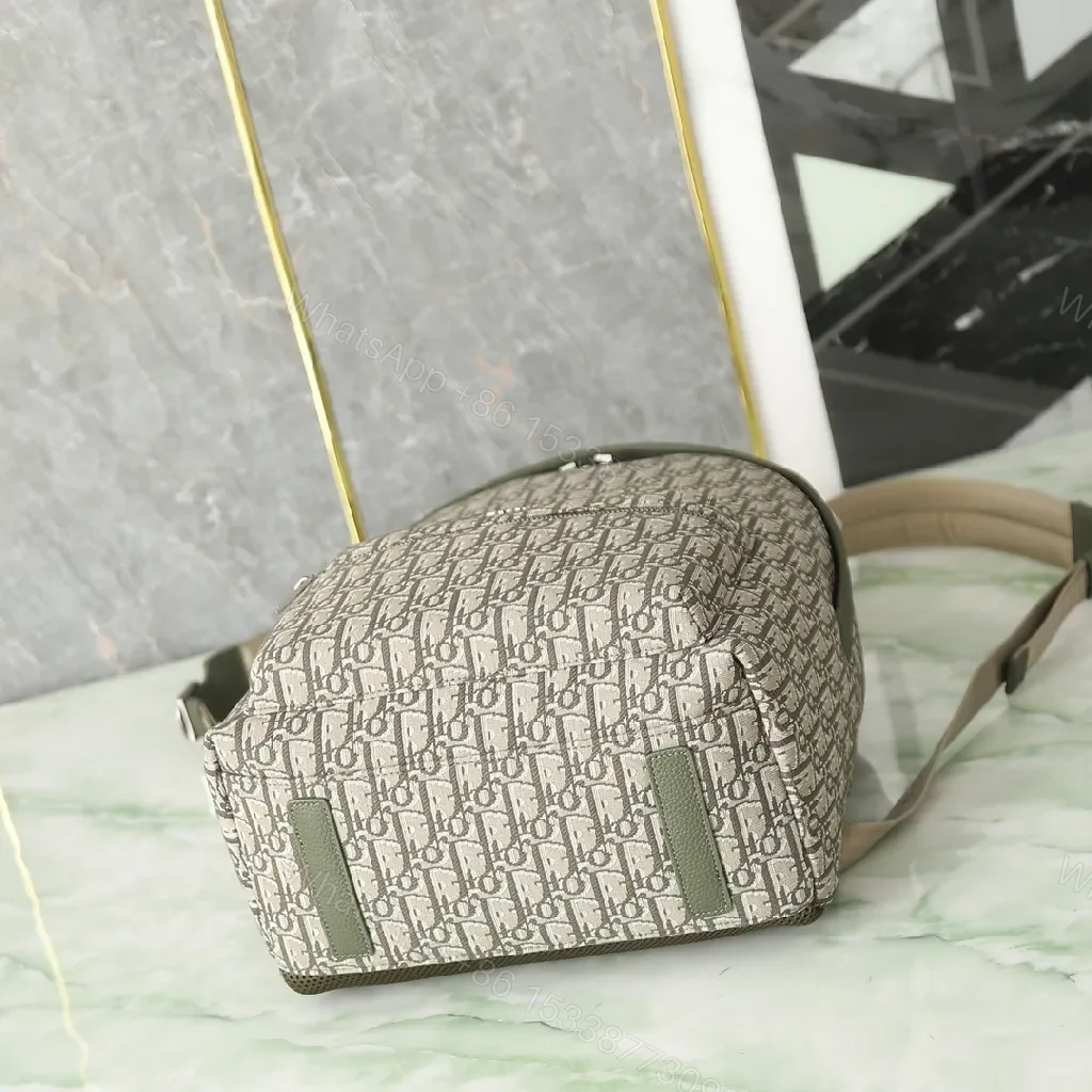 View 5 of Olive Monogram Backpack: Premium Canvas, Compact Design, All-Day Comfort