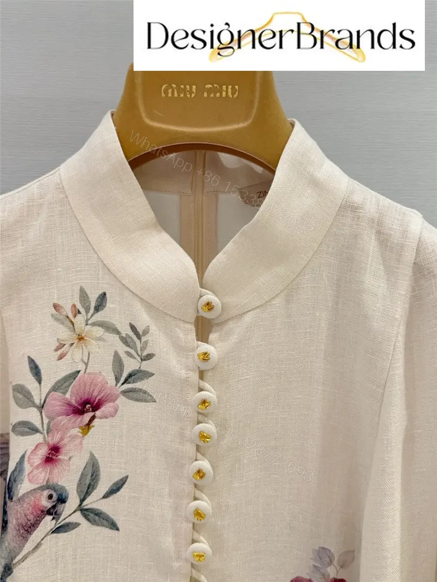 View 3 of Zimmermann Rebellion Button-Front Floral-Print Linen Midi Dress