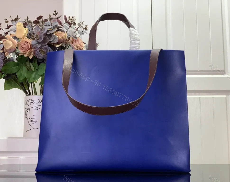 View 7 of Blue Structured Tote: Luxe Minimalist Everyday Carry