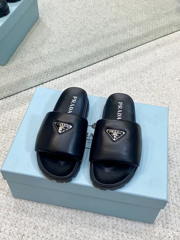 Minimalist Prada-Influenced Leather Slide Sandals for Men — view 1