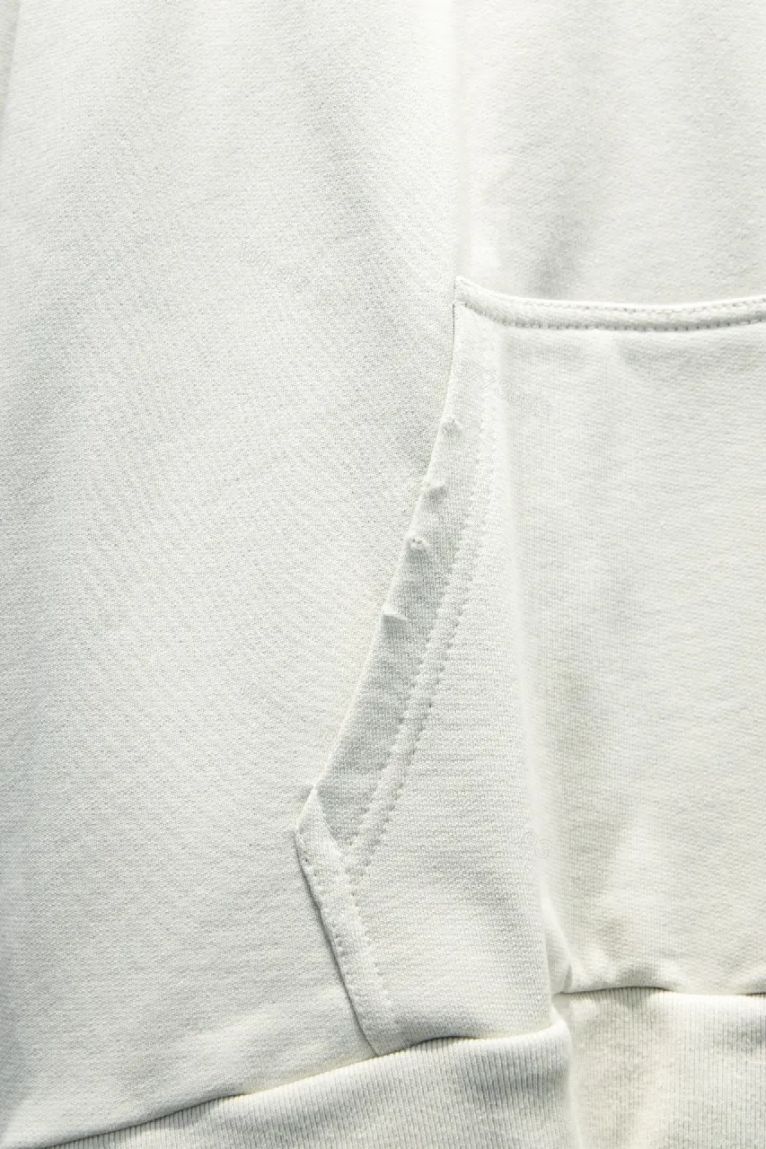 View 8 of Neutral Off-White Fleece Logo Hoodie with Comfort Fit