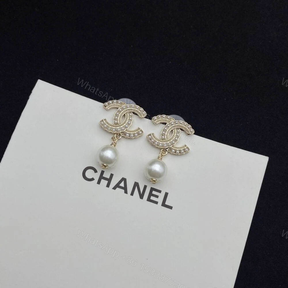 View 3 of Chanel CC Pearl Gold Earrings