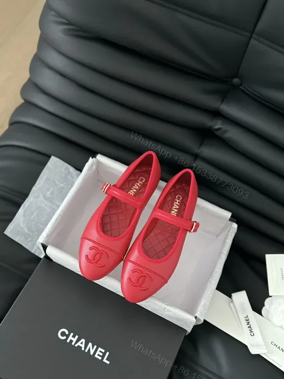 Red Quilted Chanel Mary-Jane Flats with Interlocking CC | Luxe Comfort — view 1