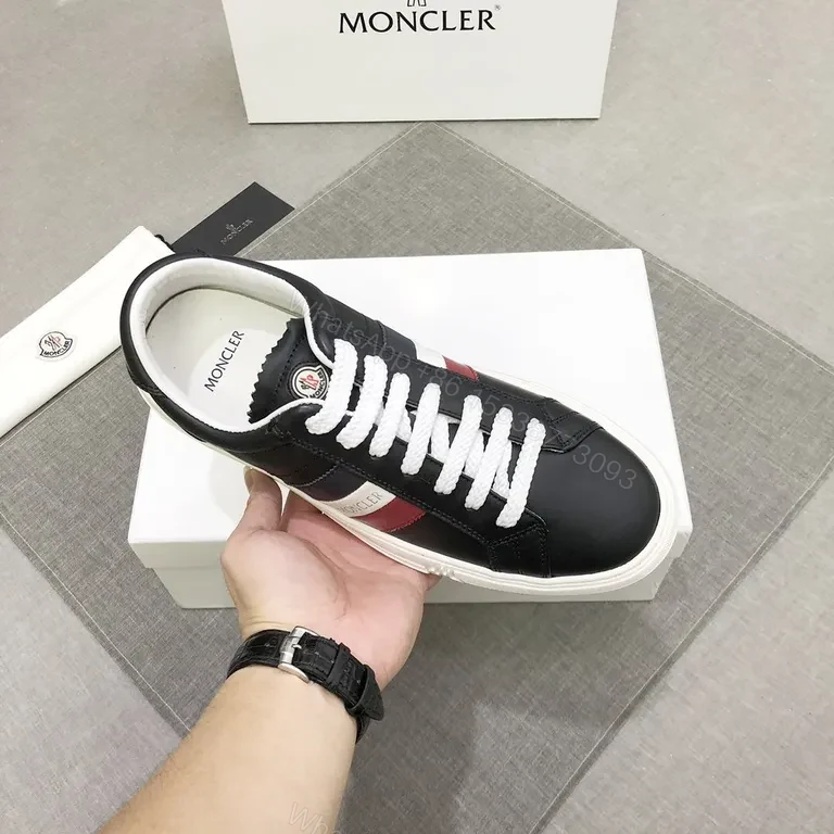 View 3 of Sleek Black + Leather + Color-Block Sneakers + All-Day Comfort + Sneaker