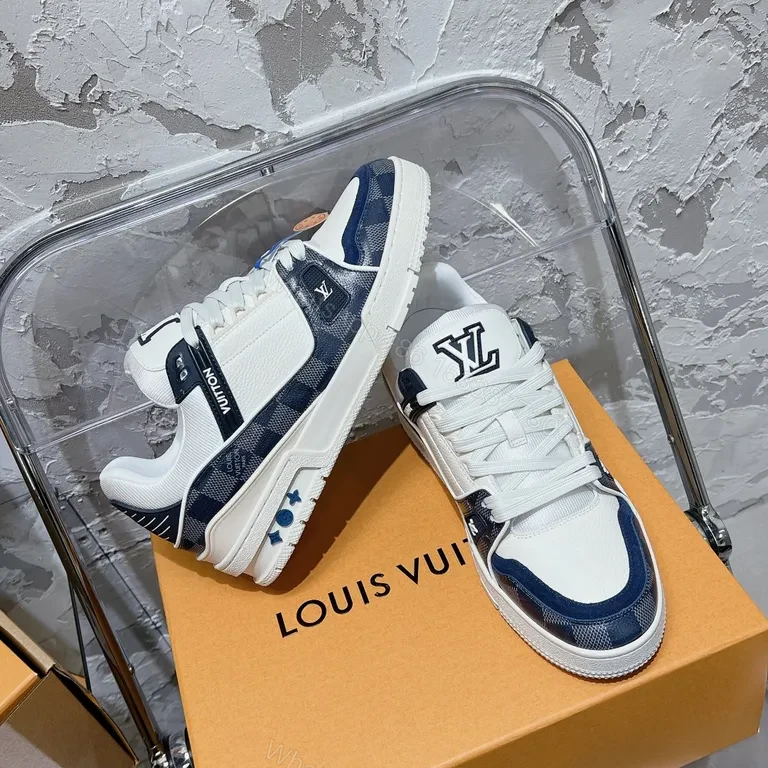 View 4 of Modern LV Monogram Luxe Sneakers - Contrast Panel High-Tops