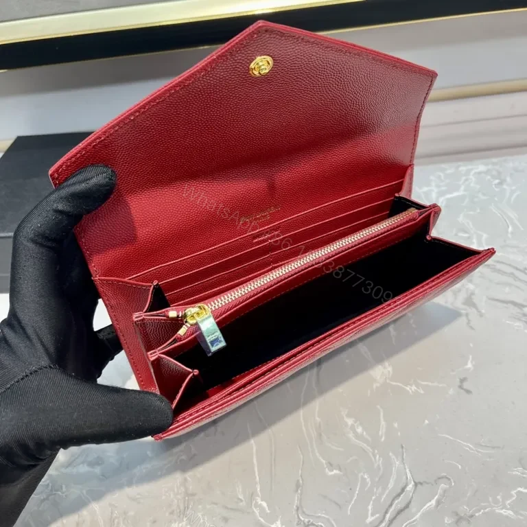 View 4 of Vivid Red Chevron Wallet-Clutch with Gold Hardware