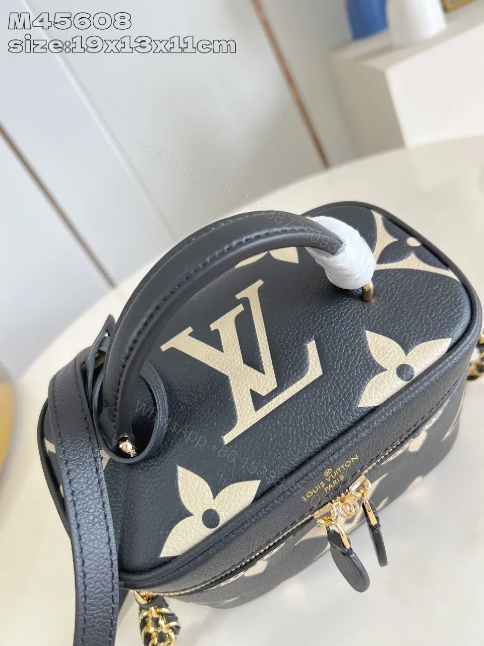 View 5 of Monogram Crossbody: Structured Pebble Leather, Gold Hardware