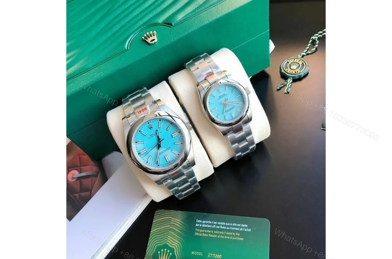 Replica Rolex Oyster Perpetual SS/SS Tiffany Blue/Stk 31/41 mm — view 1