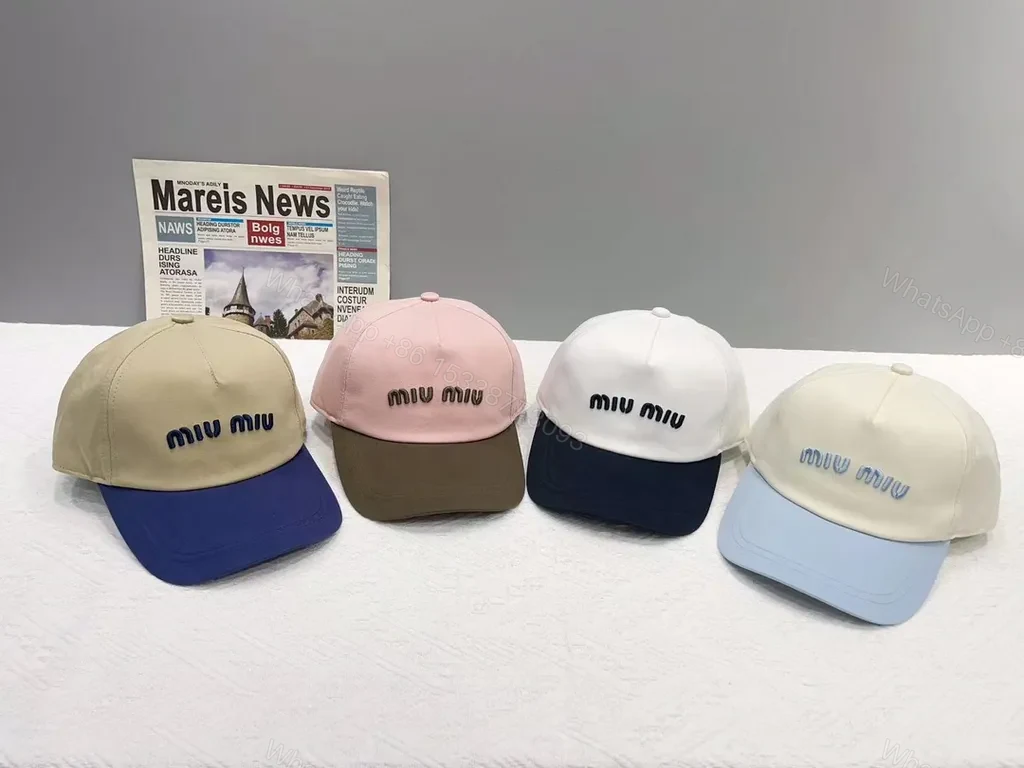 Soft Two-Tone Cap: Miu Miu-Inspired Brand Embroidery Cap Set — view 1