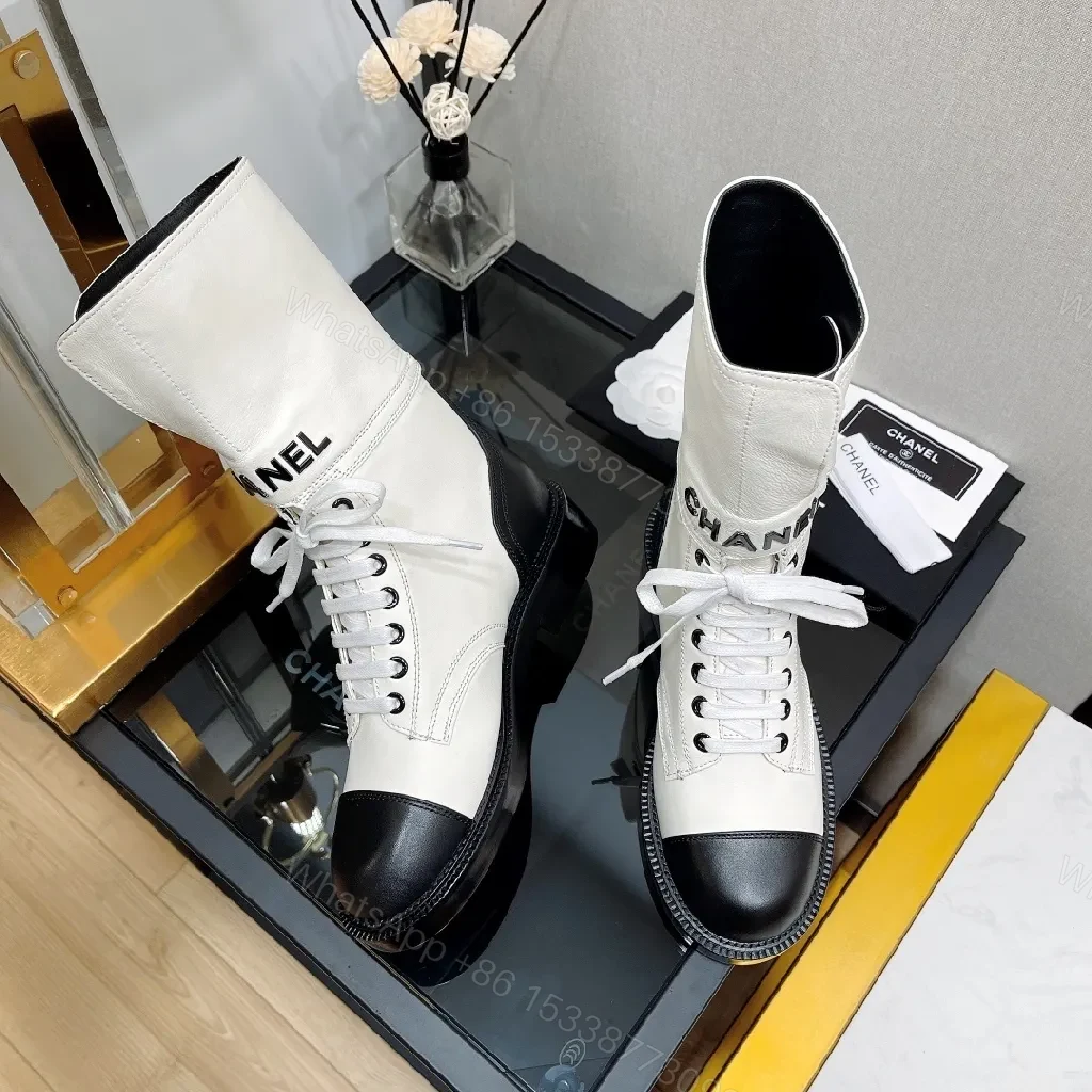 View 5 of Monochrome Leather Combat Boots with Signature Strap