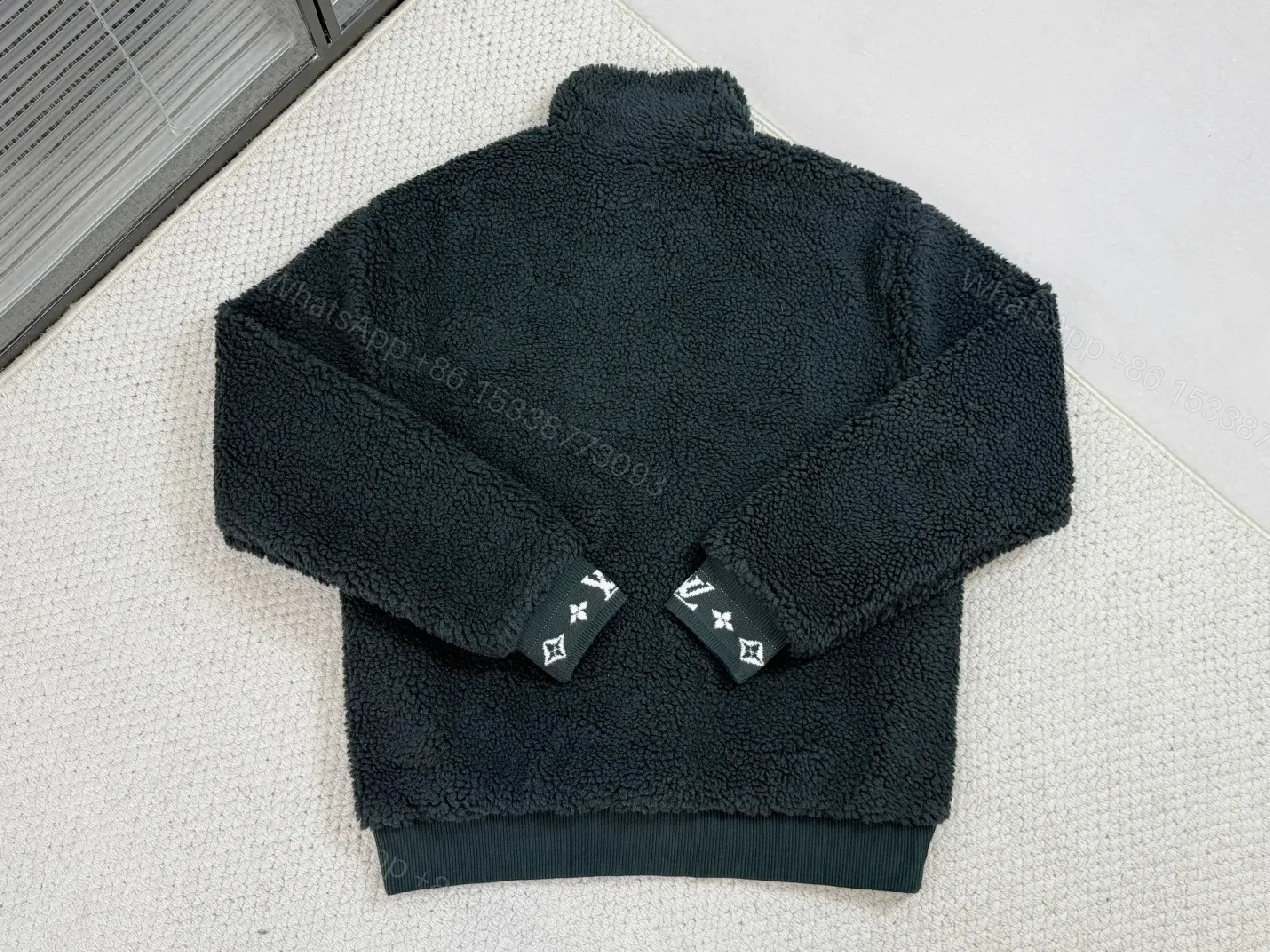 View 7 of Lux Black Teddy Jacket with LV Details - Premium Casual Outerwear