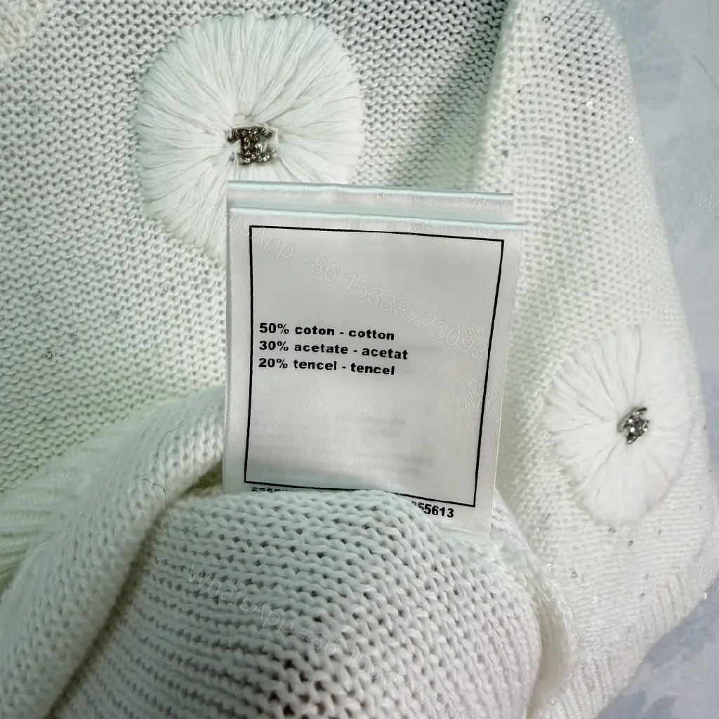View 6 of White Knit Polo Top with Daisy Floral Embellishments, Pullover