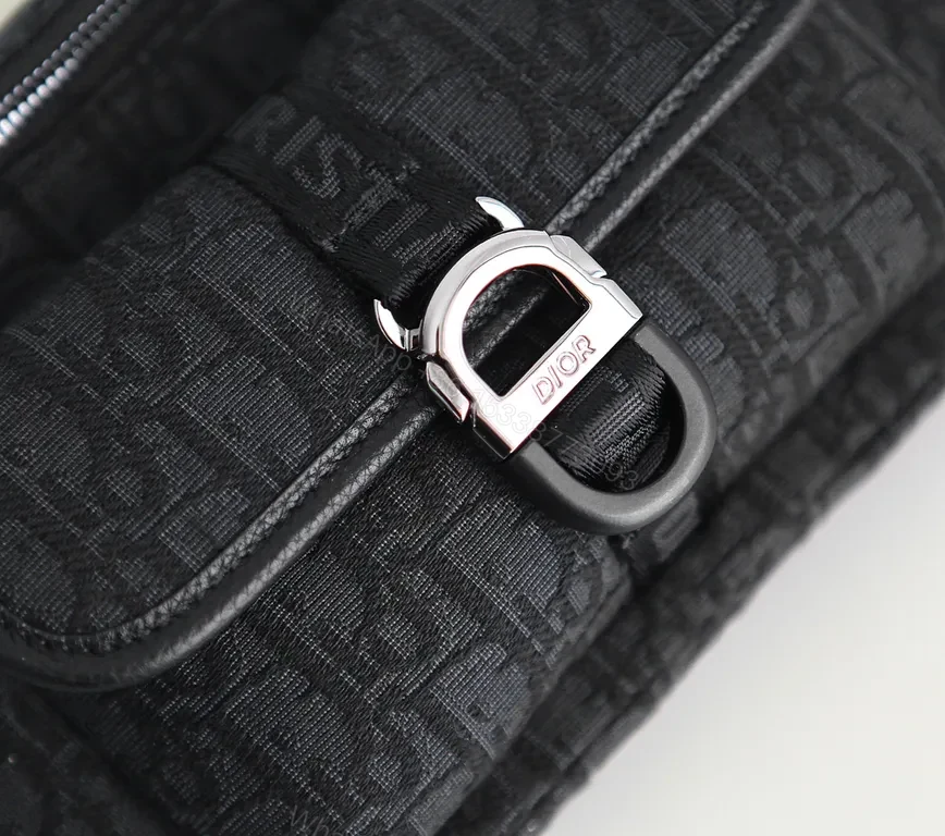 View 7 of Black Textured Belt Bag: Dior-Inspired Minimalist, Compact Utility