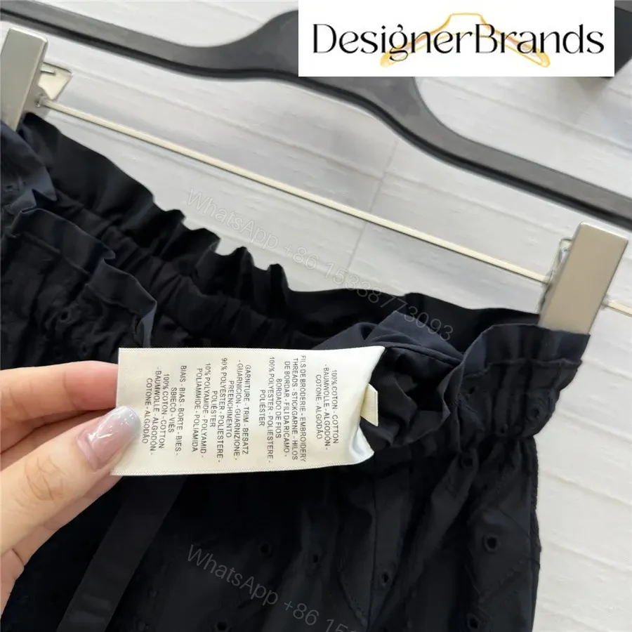 View 5 of Hermes Black English Embroidery Skirt