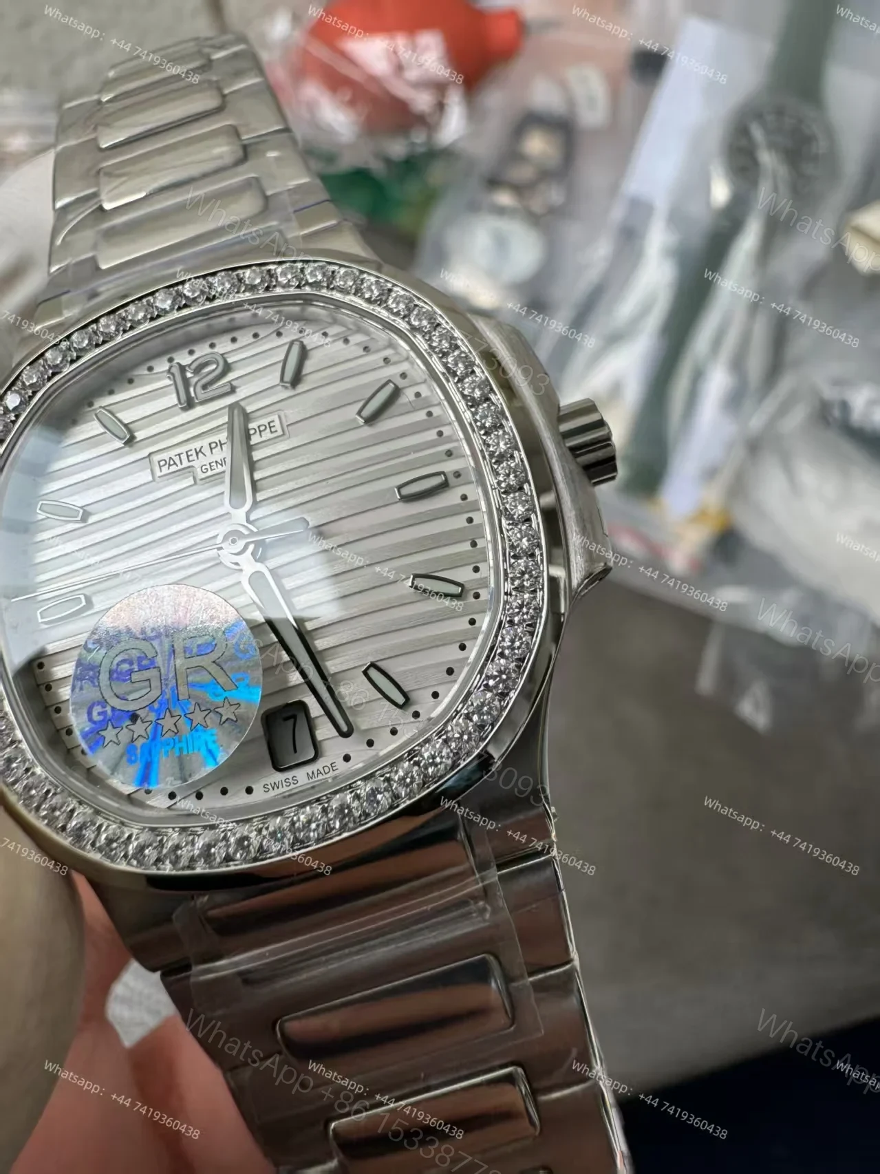 View 8 of Patek Philippe Super Clone Nautilus 7118/1200A-010 White Dial Diamond Bezel 35.2mm