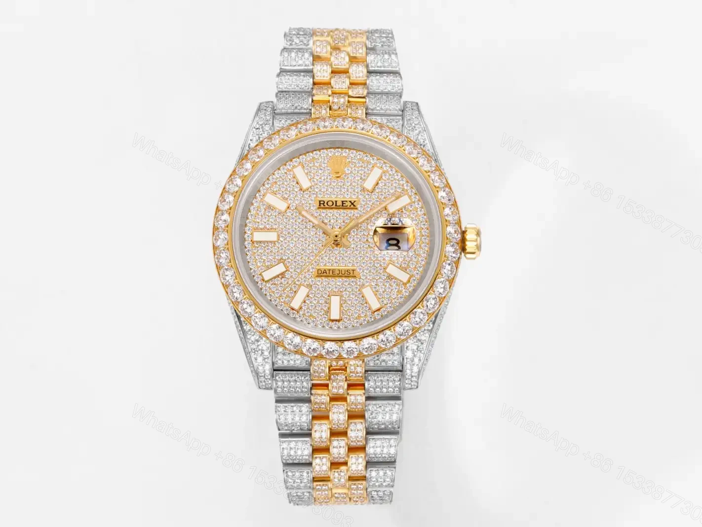 Gleaming pave diamond datejust replica 41MM Two-Tone Iced Edition RG-DJ41-PAVE-DIAMOND-TWOTONE — view 1
