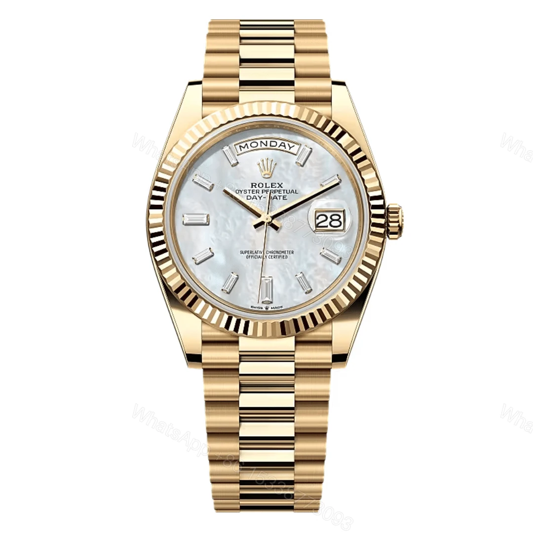 Rolex Day-Date Yellow Gold MOP Baguette Dial Replica — view 1