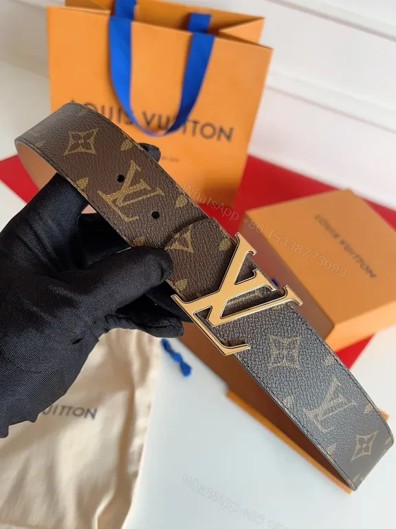 View 2 of Chic LV Monogram Belt â€“ Gold Buckle, Signature Style