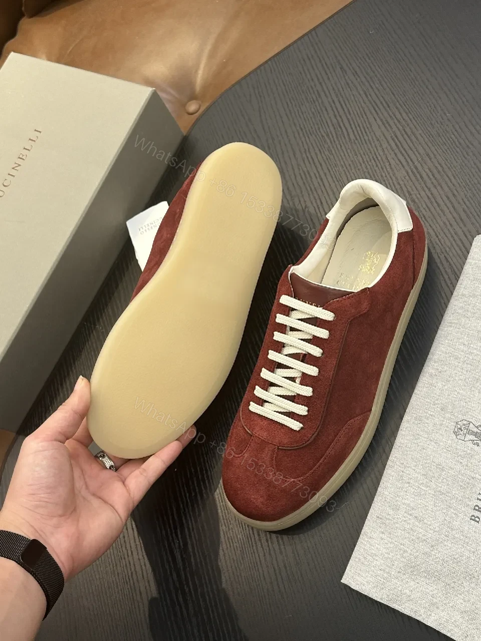 View 2 of Burgundy Suede Low-Top Sneaker | Refined Comfort, All-Day